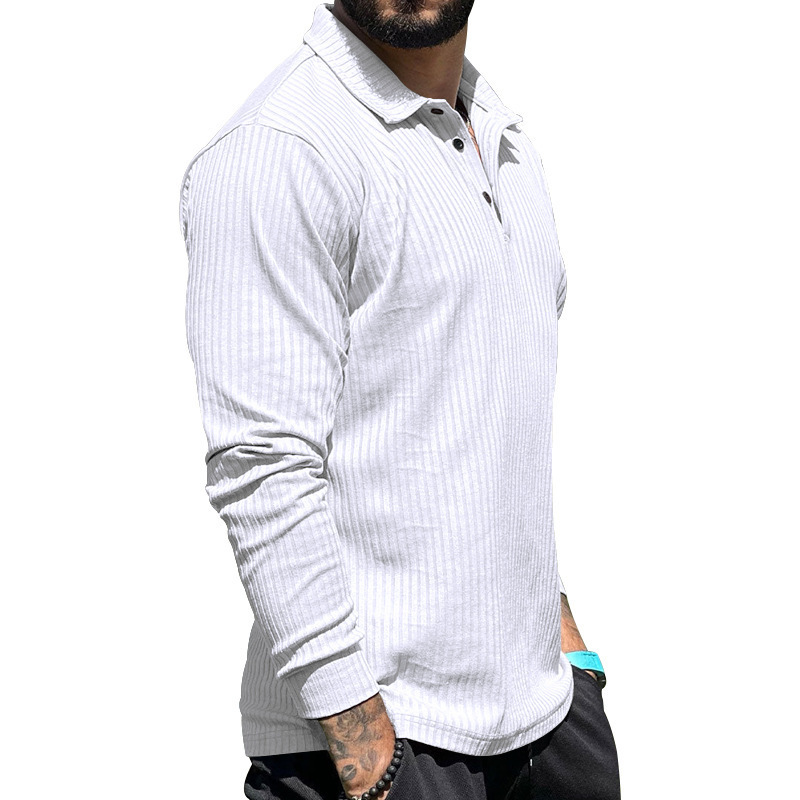 Herrenbekleidung Revers-Langarm-Herren-T-Shirt Außenhandels-Herren-Revers-Poloshirt_voghion.com