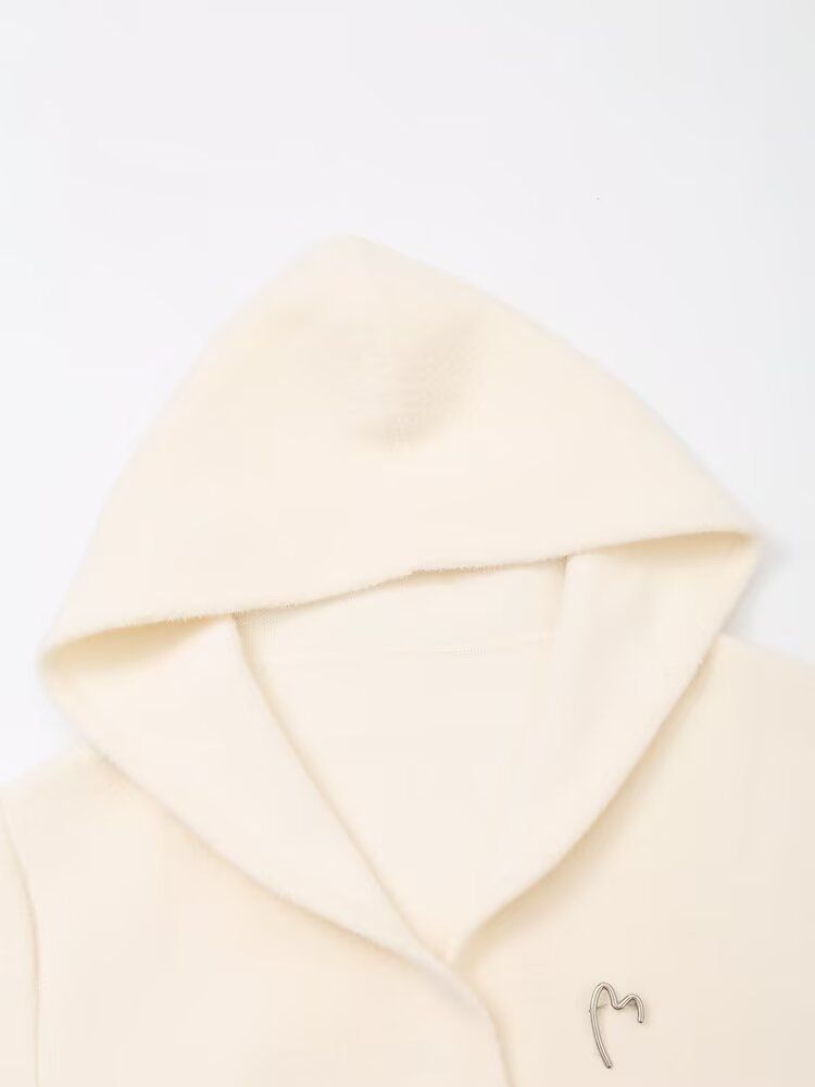 Ubrania damskie jesień i zima nowa moda kaptur konfiguracja broszka długi rękaw kardigan_voghion.com