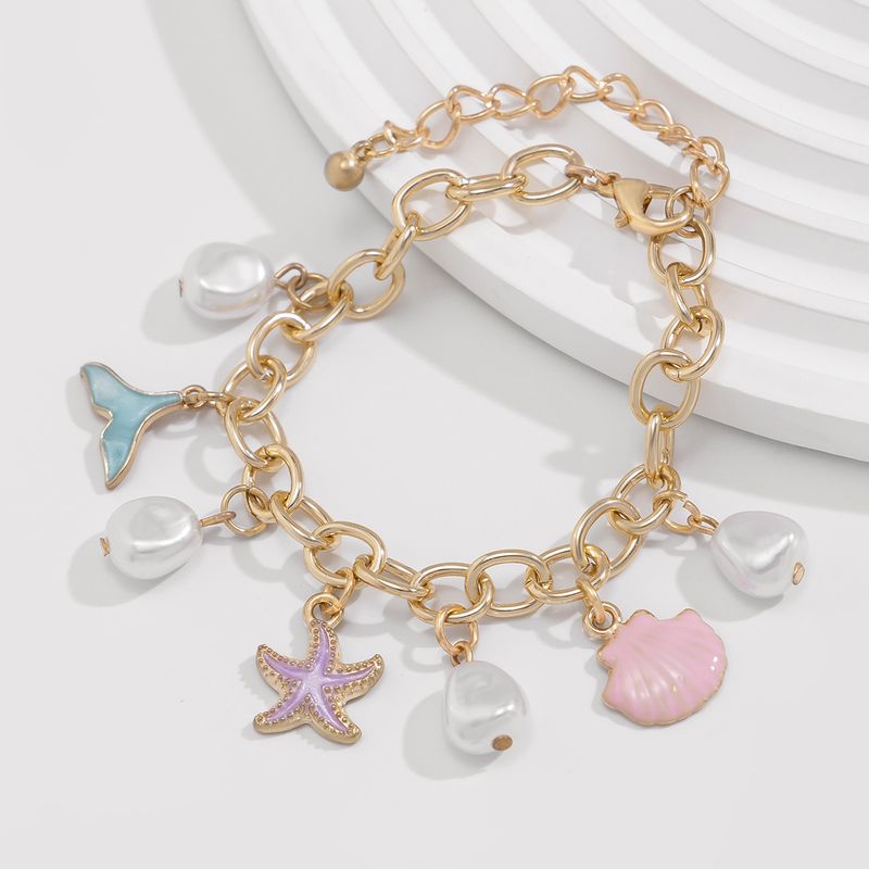 Gioielli Ocean Beach Wind Lega Stella Marina Set Accessori Piccola Collana di Perle Fresche Versatili_voghion.com
