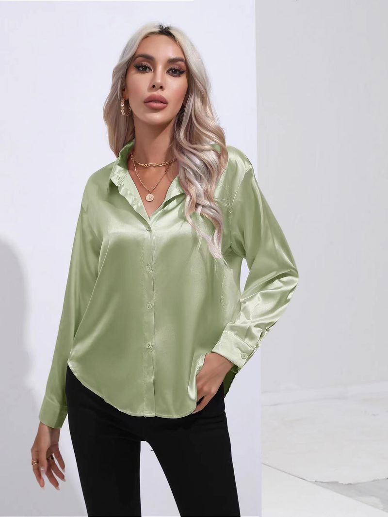 Camicia da donna a maniche lunghe in raso di seta imitazione abbigliamento primaverile ed estivo da donna_voghion.com