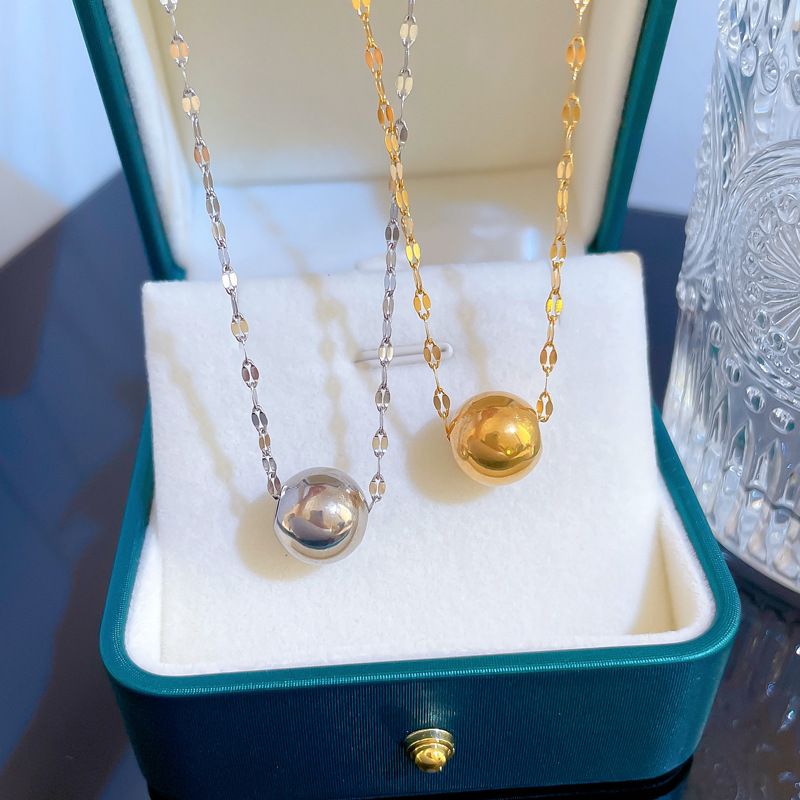 【 Full Body Titanium Steel 】 Lucky Bead Furnace Genuine Gold Cold Necklace For Women's Ins Mesh Red Collarbone Chain_voghion.com