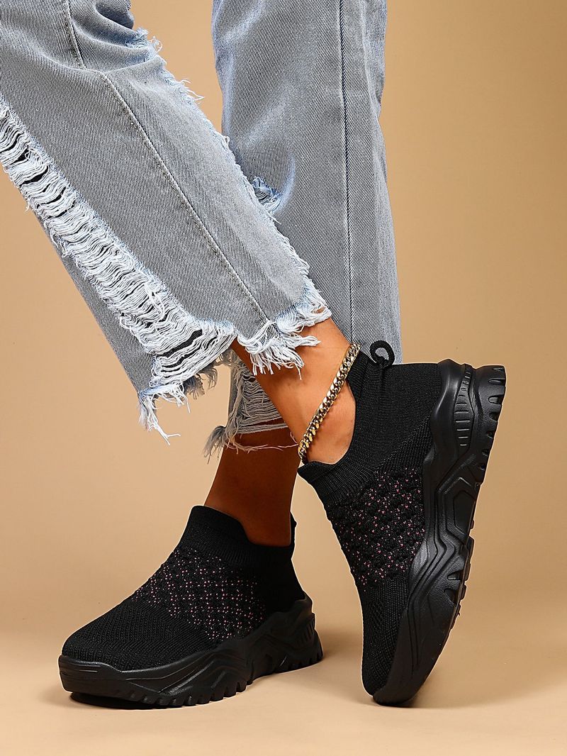 Atmungsaktive Socken-Sneakers für Damen in Übergröße, zum Reinschlüpfen, für faule Schuhe_voghion.com