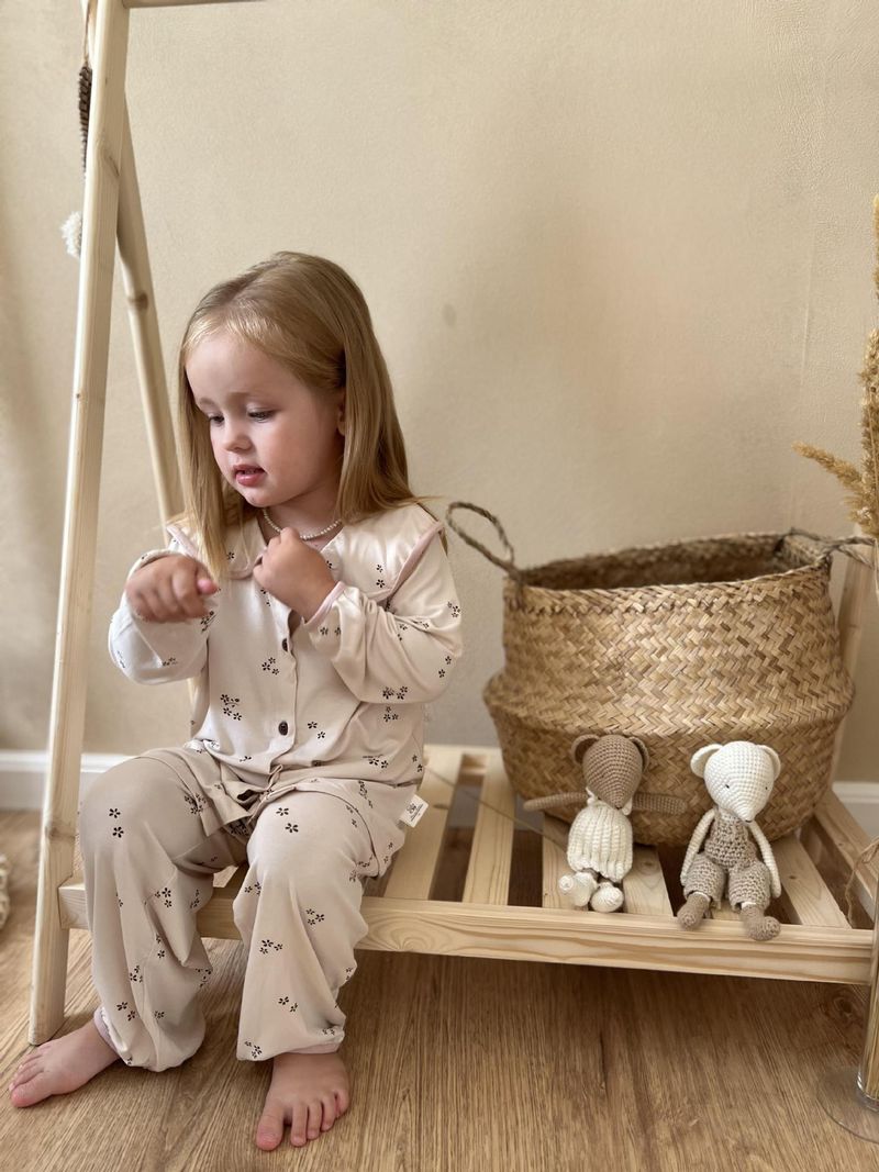Pijamas para niños de estilo coreano Minicowmother, ropa de otoño e invierno para el hogar, ropa antibacteriana con aire acondicionado para bebés, traje para niños_voghion.com