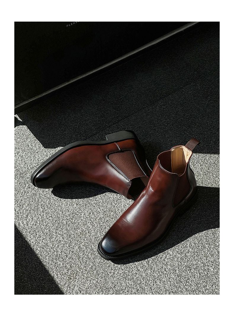 Retro Handgemachte Spitzschuhe Gentleman Chelsea Boots Herrenschuhe Lässige Kurze Stiefel Polierte Martin Boots_voghion.com