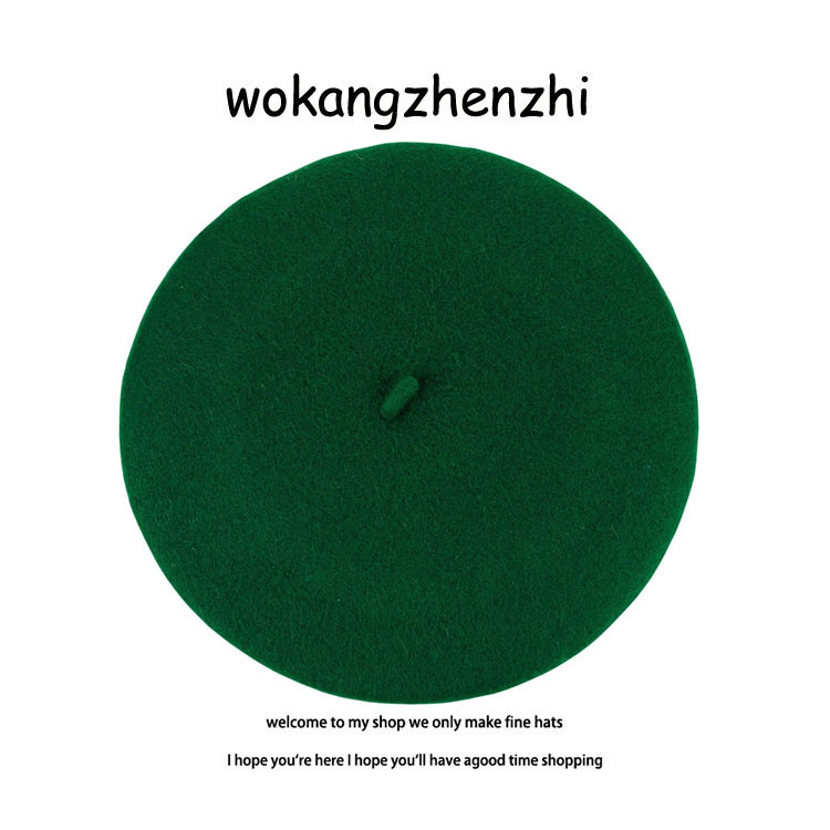 Wełniany beret damski Ishihara Satomi beret w tym samym stylu jesienno-zimowy wełniany beret retro niebieska czapka malarza_voghion.com