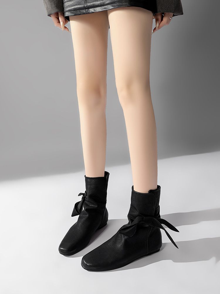 Unique Design Bow Women's Flat Short Slim Lace-up Martin Boots 2025 Fall And Winter New Fashion Leisure Versatile Wearing Comfortable_voghion.com
