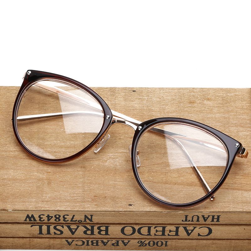 Montatura per occhiali da vista da donna e da uomo, rotondi, oversize, a forma di occhio di gatto, montature retrò, occhiali in metallo, lenti trasparenti._voghion.com