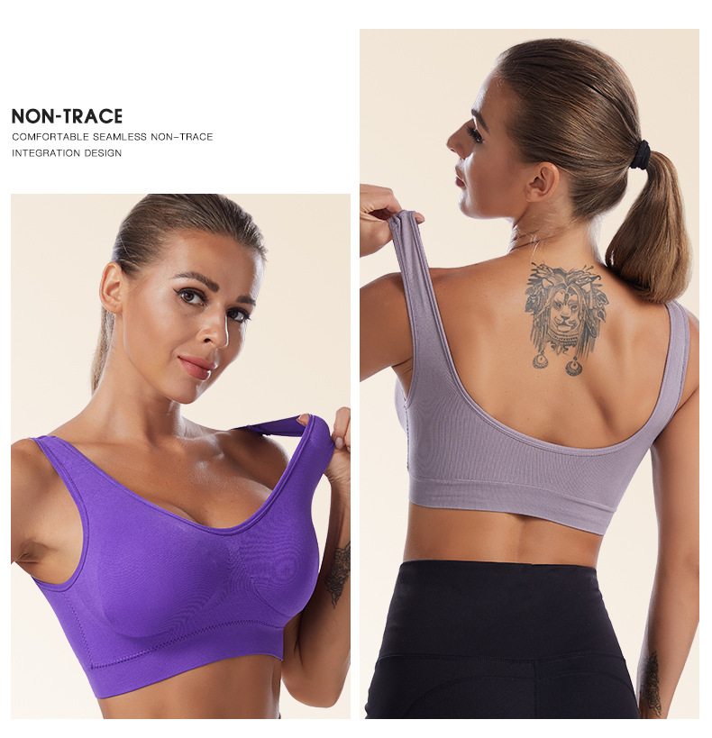 Damen Sport BH ohne Bügel Push Up Weste Style Schöner Rücken Unterwäsche Große Größe mit Einsätzen Running Fitness Yoga BH_voghion.com