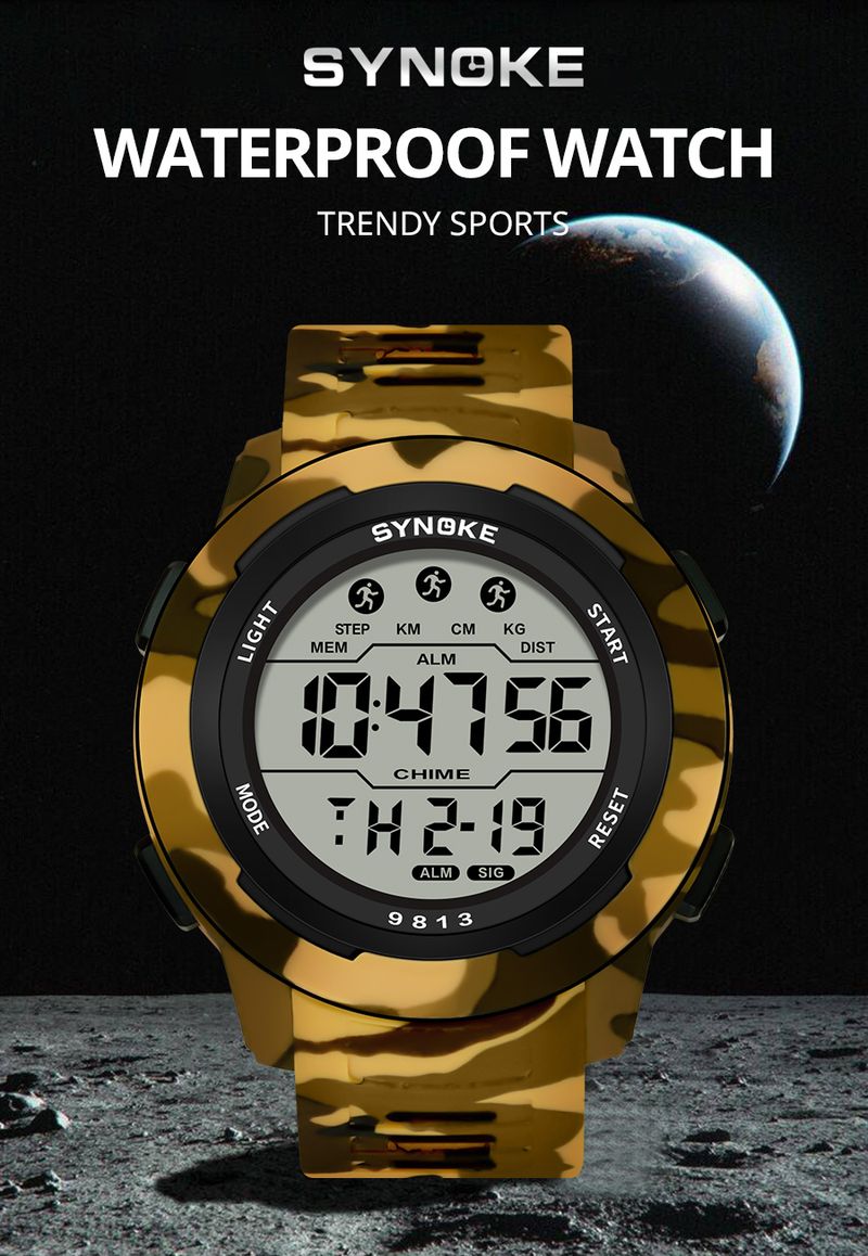 Orologio da uomo SYNOKE, sportivo da esterno, multifunzionale, impermeabile, con ampio schermo luminoso a LED, digitale, alla moda, retrò_voghion.com