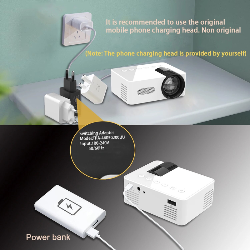 YT100 Wireless Mobile Phone Mini Full HD Video Projector, Portable Outdoor Indoor Projector_voghion.com