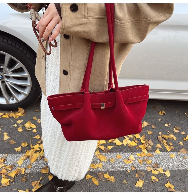 Borsa a secchiello in pelle scamosciata casual alla moda 2025, nuova borsa a tracolla grande e capiente per pendolari, borsa a mano in pelle nabuk_voghion.com