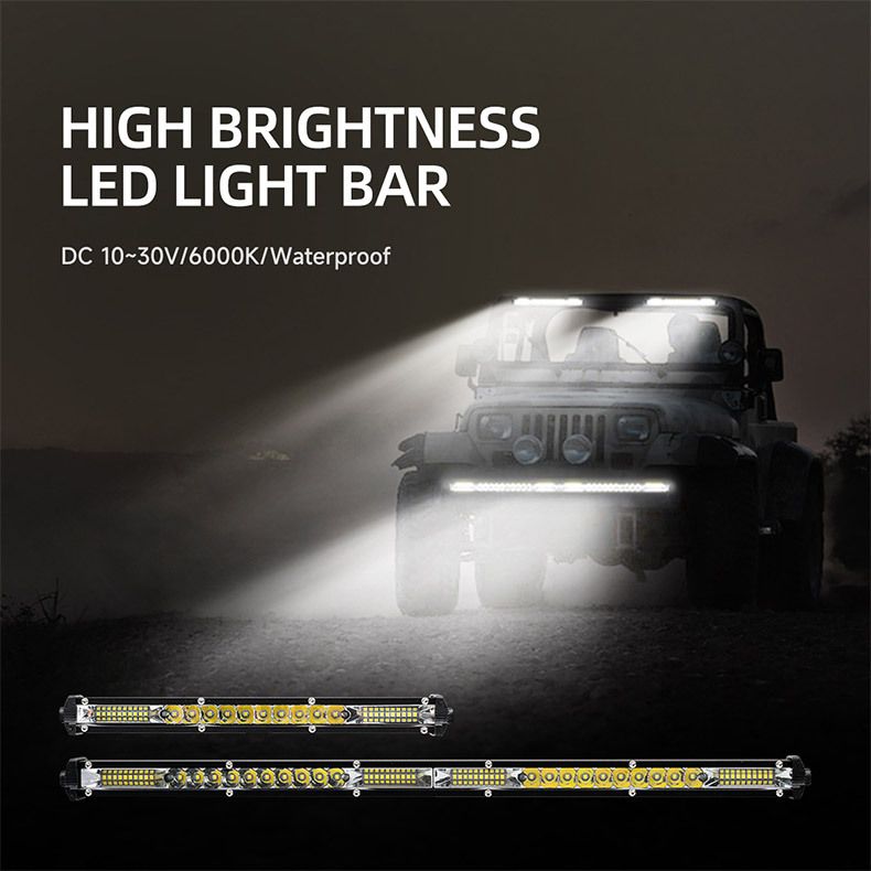 bil LED lång spotlight lastbil center nät ljus modifiering superstarkt starkt ljus off-road fordon takljus vitt ljus_voghion.com