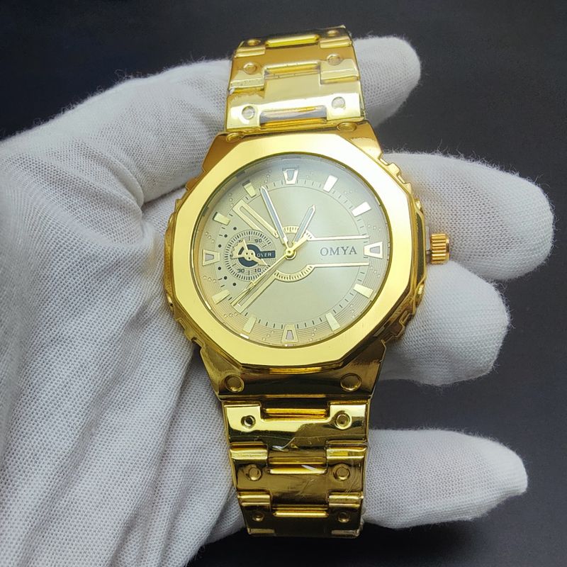 Geschenkbox Uhrenset Herren Quarz Wasserdicht Kalender Uhr Armband Stahlband_voghion.com