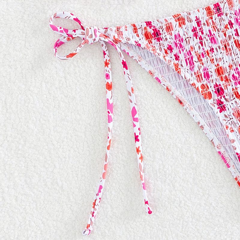 Abbigliamento da donna, costume da bagno bikini multicolore sexy con scollo a V, scollo a V, borsa a tracolla e triangolo plissettato_voghion.com