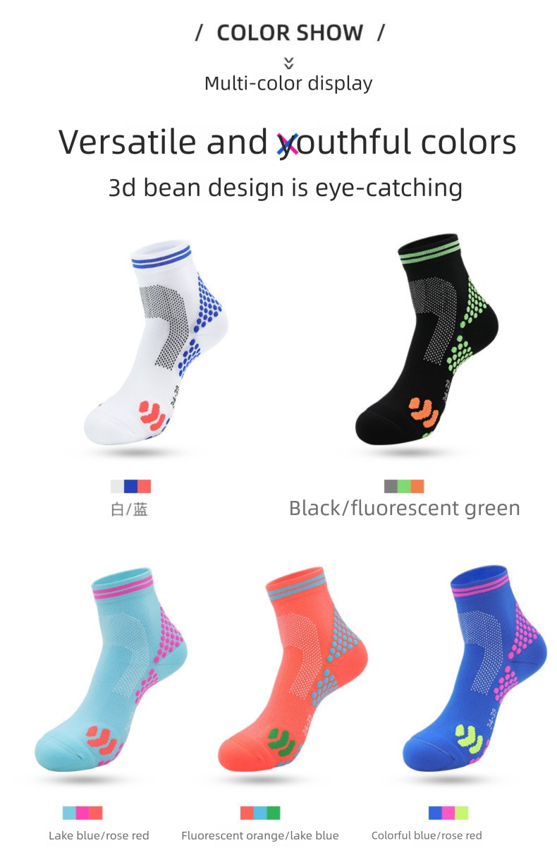 Sport professionali per uomini e donne, calzini da ciclismo a compressione con fondo in asciugamano per escursionismo e corsa, calzini corti da badminton_voghion.com