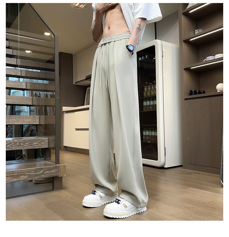 Men's Cooling Linen-Like Pants – Summer Breathable Wide-Leg Trousers With Drawstring & Relaxed Fit For Casual & Streetwear_voghion.com