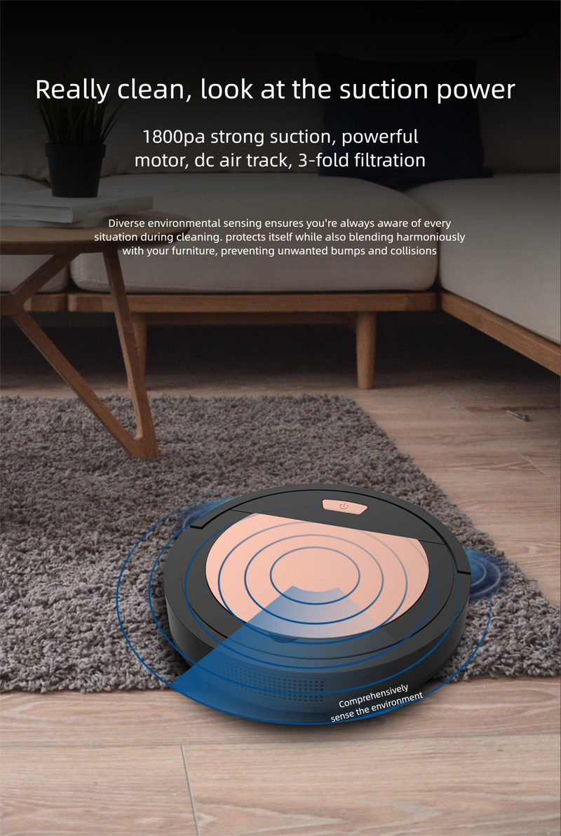 Slimme USB oplaadbare reinigingsrobot voor droog en nat gebruik, geschikt voor twee doeleinden: automatische stofzuiger voor huishoudelijk gebruik_voghion.com