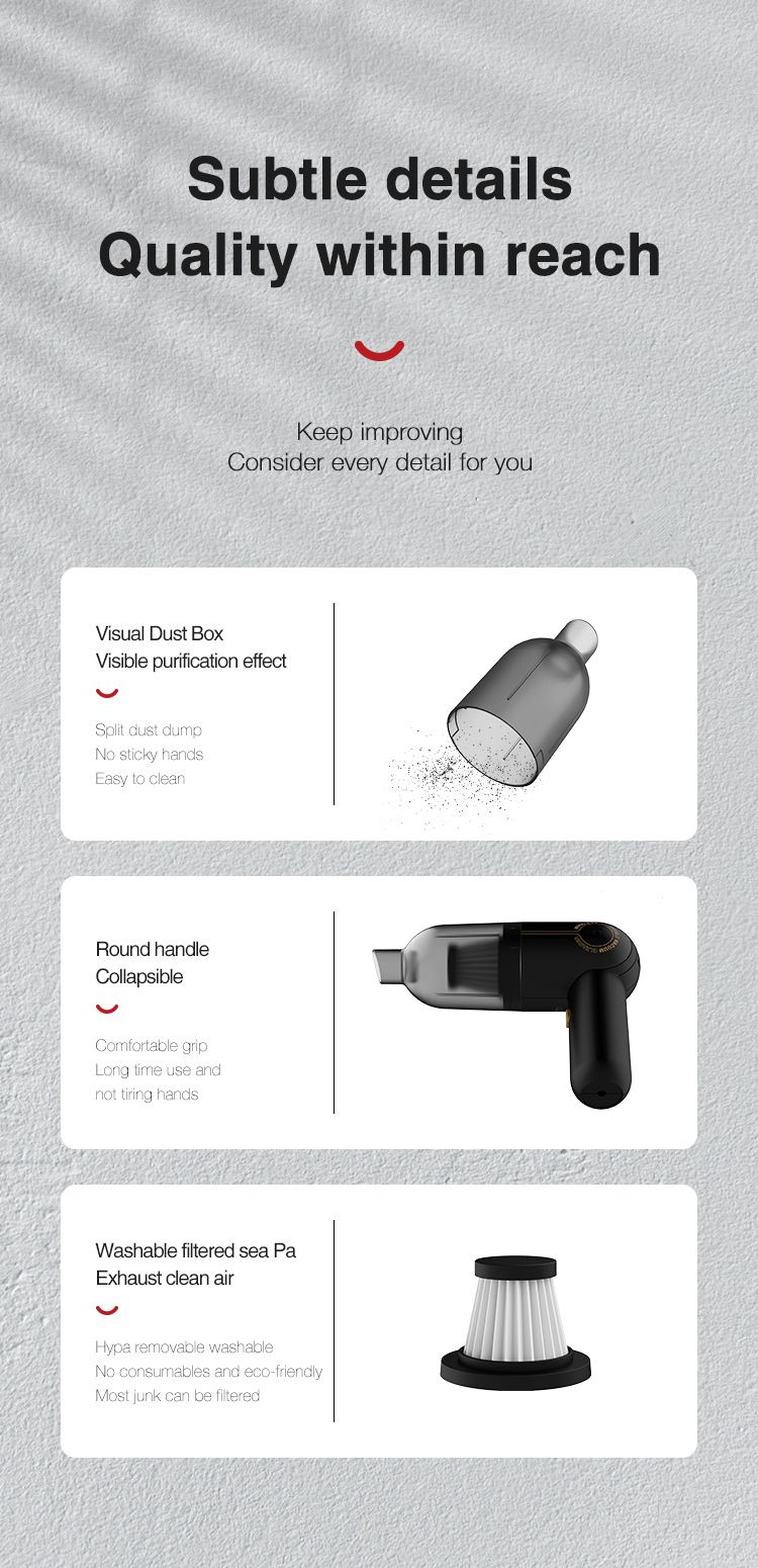 Aspirador de pó portátil sem fio ACZT - Coletor de pó portátil de alta potência para carro e casa_voghion.com