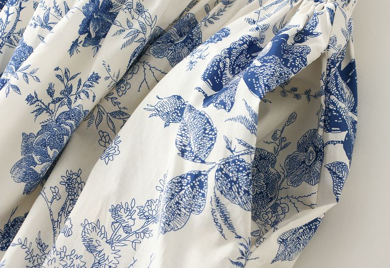 Gonna midi a vita alta con drappeggio floreale per donna; gonna a trapezio; abito lungo._voghion.com