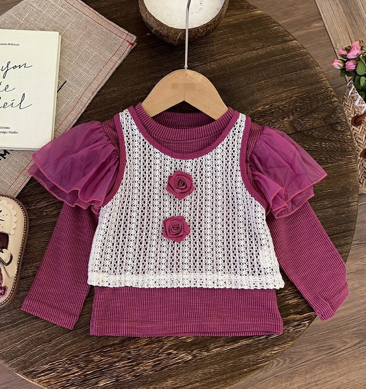 Abbigliamento per bambini Set da tre pezzi con canotta a fiori e jeans per bambina_voghion.com