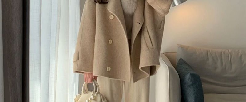 Dames trenchcoat van wolmix, oversized, dubbelrijs, Audrey Hepburn-stijl, jas voor de herfst en winter, warm, verdikt, casual, elegant, petite, vriendelijk_voghion.com