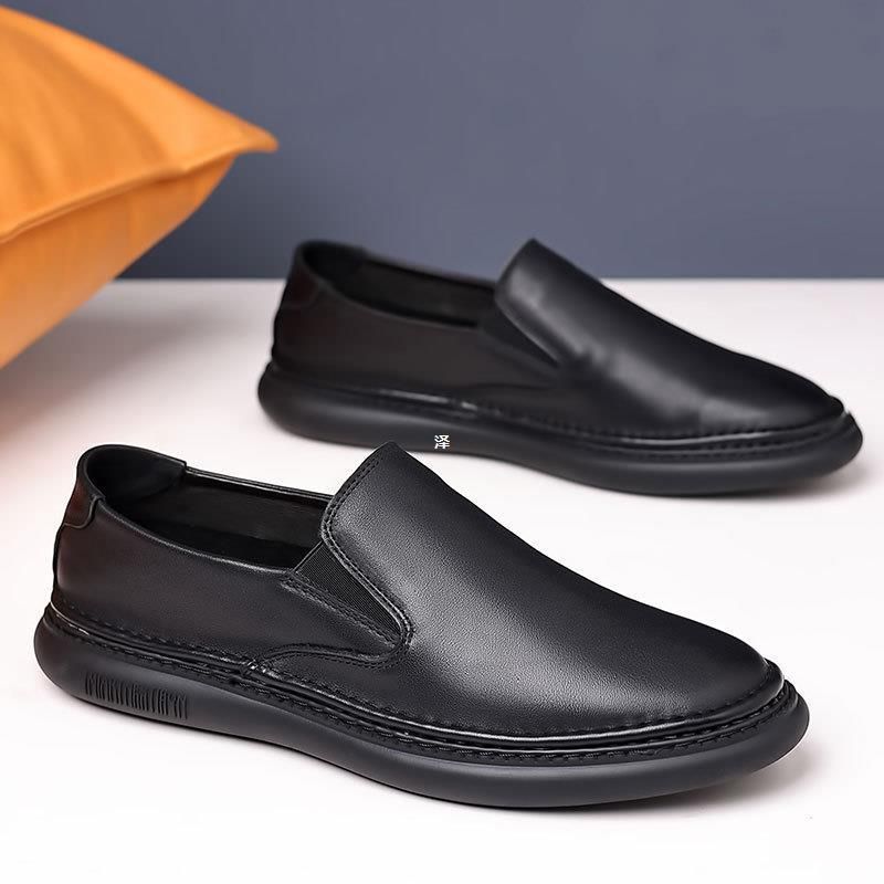 Geeignet für alle Jahreszeiten Herren Frühling Slip-On Weiche Sohle Freizeitschuhe Rindsleder Atmungsaktiv Vielseitig Echtleder Loafer Herren_voghion.com
