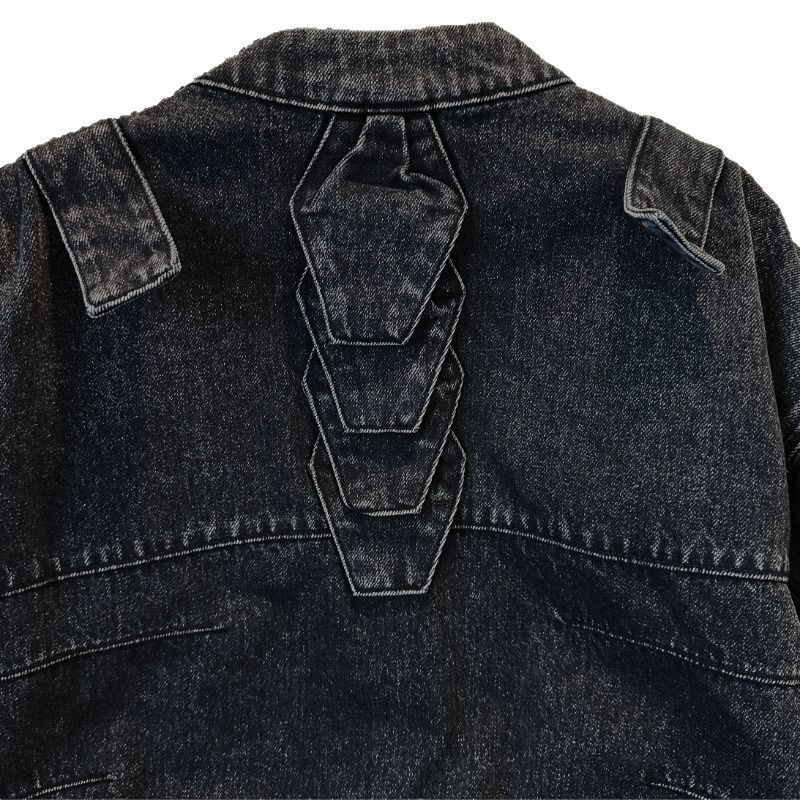 Small Niche Deconsrucion Splicing Denim für Männer, Sree Syle Washed American Syle, Disressed Workwear, Casual_voghion.com