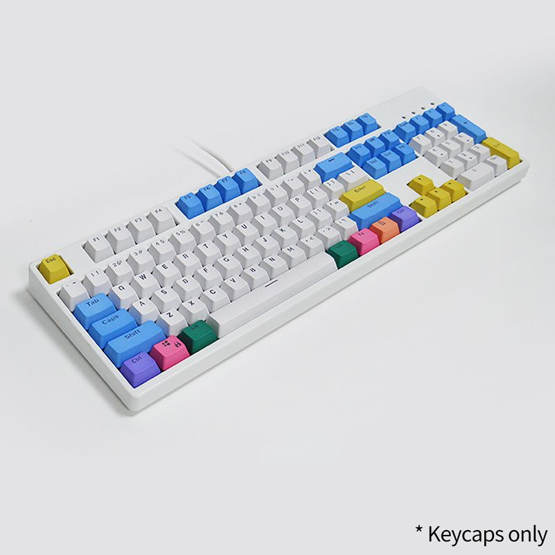 104 Keys Key Caps OEM Height Wear-resistant Oil-proof Dirt Resistant Replacement Translucent PBT Rainbow Color_voghion.com