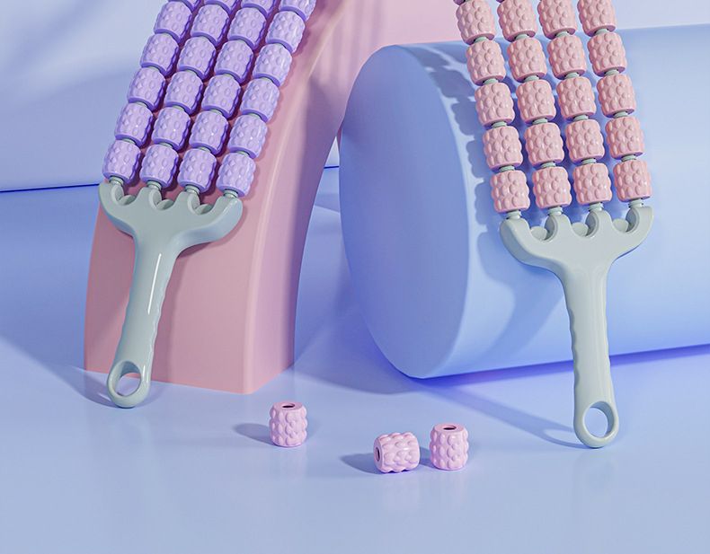 Bastone da massaggio per il rilassamento muscolare, per l'allenamento dell'integrazione sensoriale dei bambini, pieghevole a quattro file, con denti di lupo_voghion.com