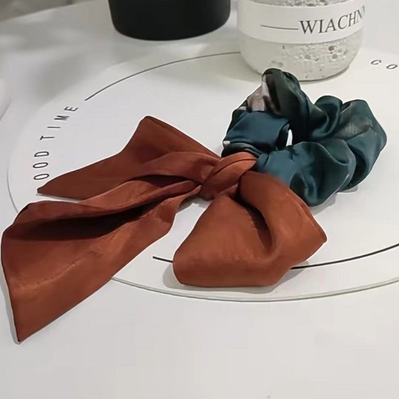 New Floral Bow, Ribbon, Large Intestine Women's Korean Version Ponytail Headband, High Elasticity Meatball Headband_voghion.com