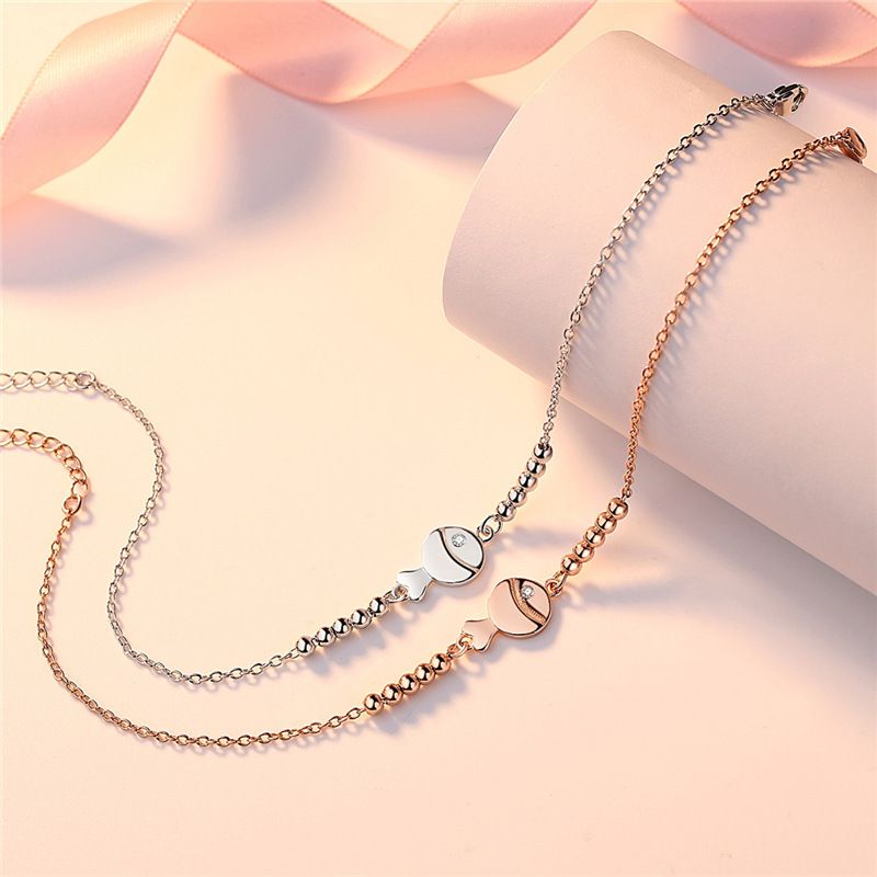 Kleine Frauen Fisch Sie zusammen weibliche koreanische Version Mode Fußkettchen Geschenk für beste Freundin Stud Freundin Geburtstag_voghion.com