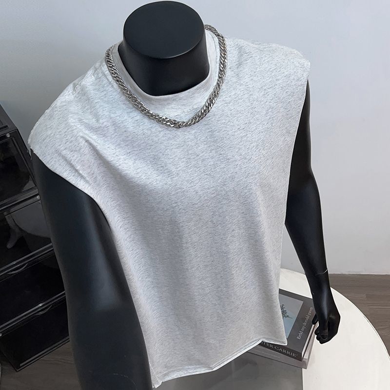 Pure Cotton Sports Solid Color Vest Men's Loose Summer Sleeveless American Style Short Tank Top_voghion.com