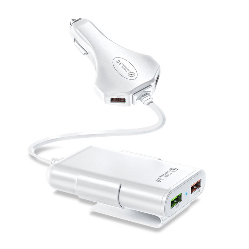 Müzik Festivali QC3.0 ön ve arka şarj cihazları, hızlı 12A, bir ila dört, kablolu 4USB, çoklu flaş şarj, dört portlu araç şarjı_voghion.com