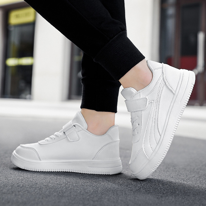 Zēnu trenažieri āra skolas apavi ar āķi un cilpu staigāšanai skriešanas apavi Viegli bērnu ādas apavi neslīdoši_voghion.com