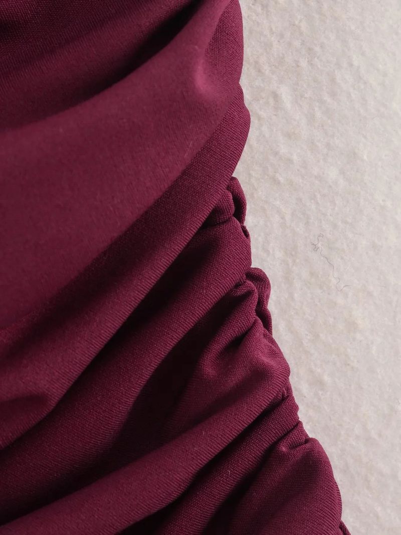 Abito decorativo plissettato in maglia tricolore da donna_voghion.com