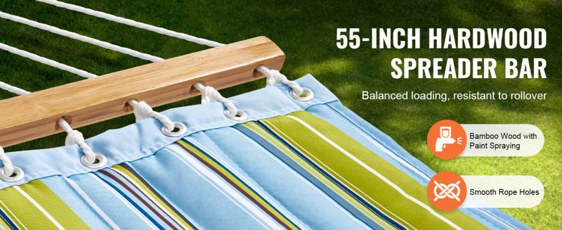 VEVOR Double Quilted Fabric Hammock Two Person Hammock with Stand 480lb Capacity_voghion.com