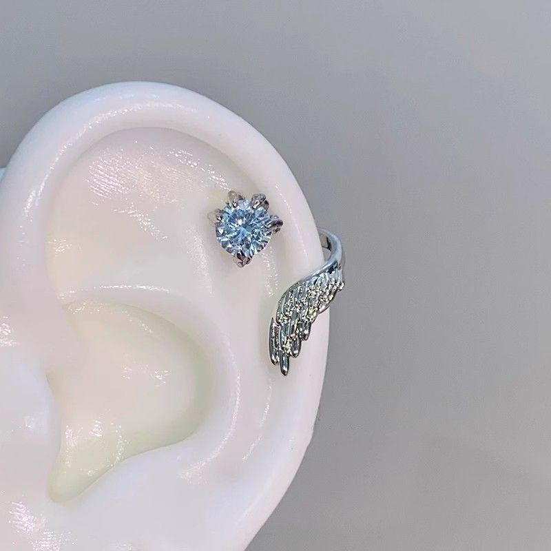 Boucles d'oreilles à tige en forme d'ailes de dragon, micro-incrustées de zircons, style unique, en trois dimensions, pour femmes_voghion.com