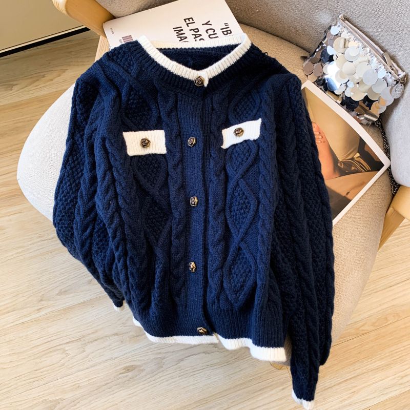 Kurzer Grobstrick-Cardigan – Slim-Fit-Oversize-Pullover mit Strukturstichen (Einheitsgröße, gemütliches Winter-Layering-Stück, moderne minimalistische Ästhetik)_voghion.com