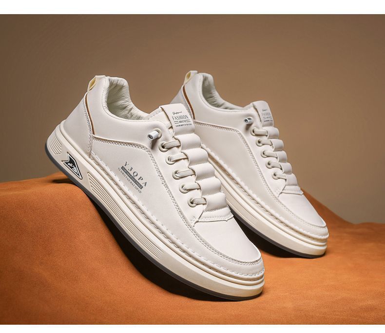 2025 Herfst Nieuwe Ademende Witte Heren Veelzijdige Sneakers met Dikke Zolen Casual Board Trendy Schoenen_voghion.com