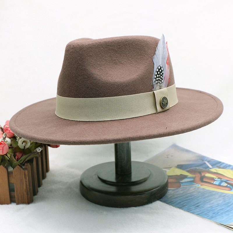 Pánský vlněný plstěný jazzový klobouk, podzimně-zimní vintage britský vlněný klobouk, podzimně-zimní plstěný klobouk_voghion.com