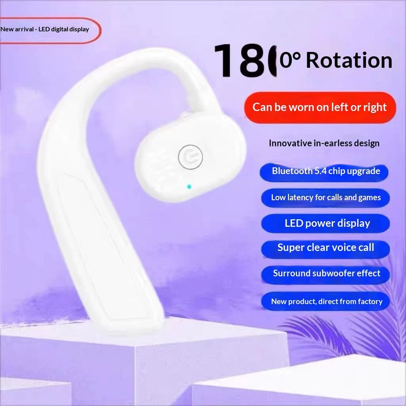 Auricolari wireless in-ear a conduzione ossea indossabili, destro e sinistro, chiamate ultra nitide, batteria a lunga durata, Bluetooth 5.4_voghion.com