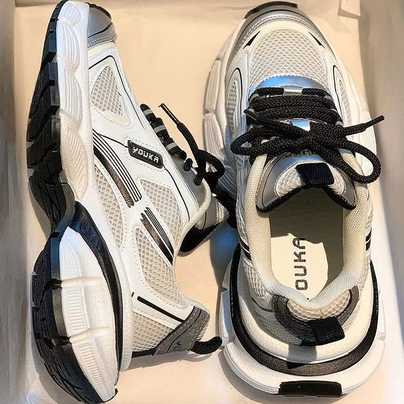 Dad Shoes For Women New Street Blasting Thick Soled Height Enhancing Versatile Foot Showing Small Casual Hong Kong Style Sports Shoes_voghion.com