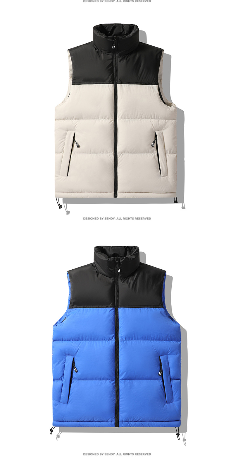 Giacca da uomo in piumino di cotone autunno e inverno Giacca da uomo ispessita e calda Versione coreana Canotta colorata di tendenza Sweetheart per_voghion.com