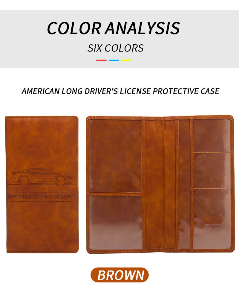 Étui pour permis de conduire américain Skin Feel Portefeuille d'assurance automobile populaire Clip pour permis de conduire multifonctionnel long Ce sac_voghion.com