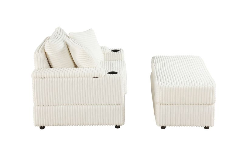 sofa With 2 Toss Pillows And A Ottoman ,Comfy Sofa- Deep Seat Couch For Living Room_voghion.com