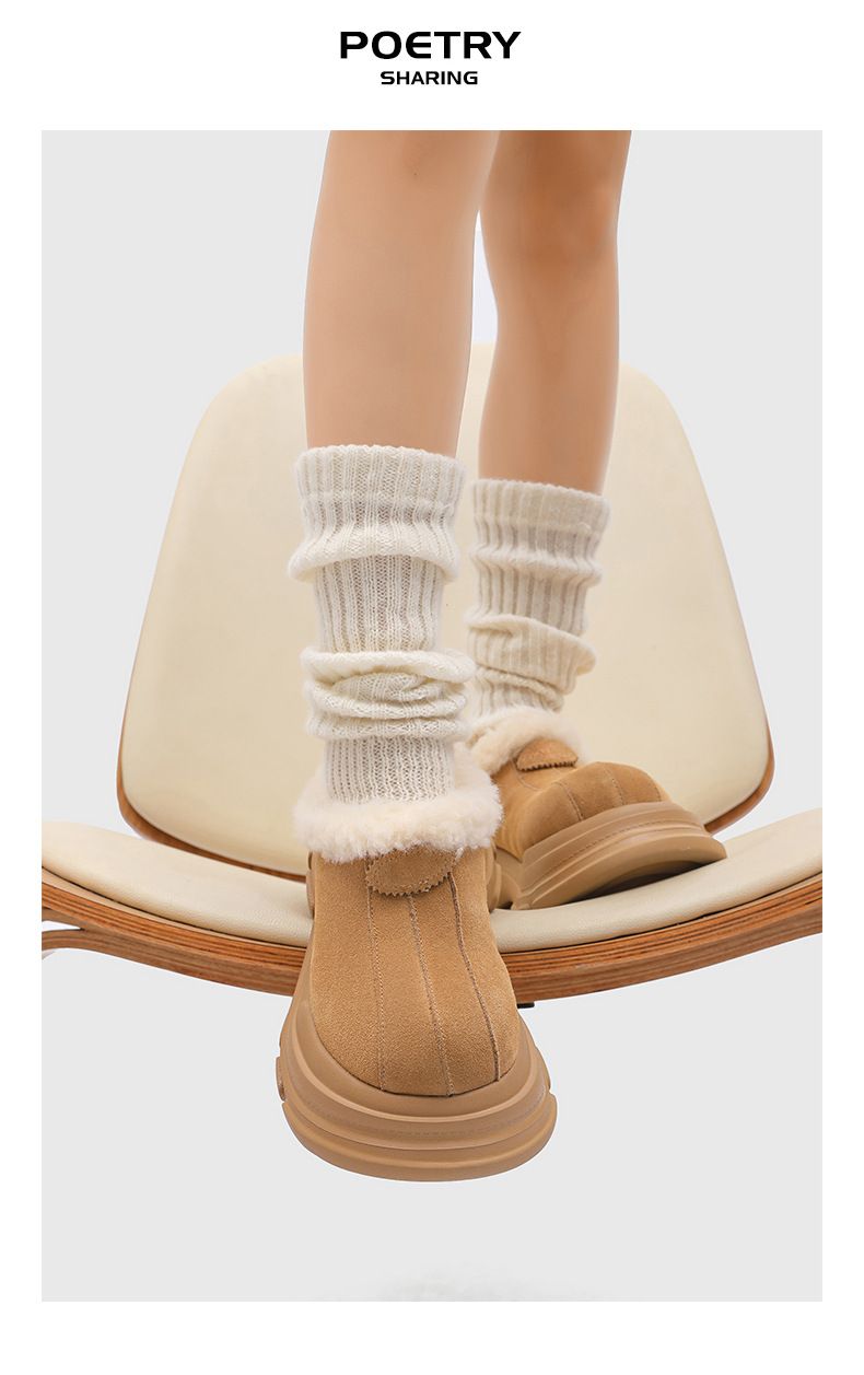 Unisex Winter Clogs With Thick Sole - Waterproof Slip-Resistant Fuzzy Lined Snow Boots For Men & Women (Chestnut, Grey)_voghion.com