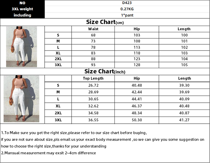 Dameskleding plus maat mode temperament casual slanke hoge taille broek effen kleur broek_voghion.com
