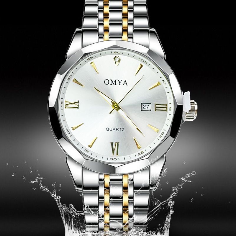 Reloj deportivo OMYA de cuarzo para hombre, resistente al agua, 3 ATM, de acero inoxidable y calendario. El más vendido._voghion.com