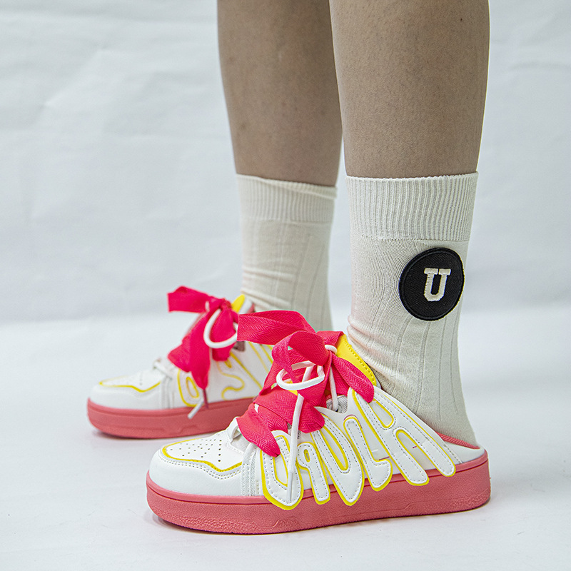 Ins Dopamine Bunny White Closed-Toe Bread Summer New Thick-Soled Half Slippers For Women_voghion.com