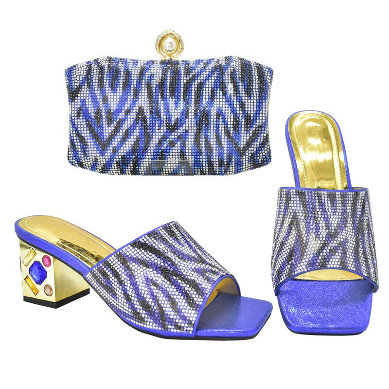 Leisure square head after empty retro overshoes colorful rhinestone fashion sandals with the same style handbag set_voghion.com